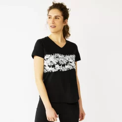 Women's Tek Gear® Essential Short Sleeve Graphic Tee -Adidas shop 2631893 Black Dye Graphic