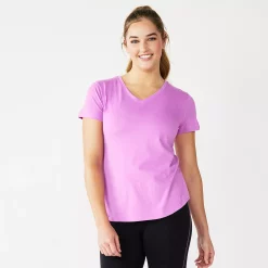 Women's Tek Gear® Essential Short Sleeve Graphic Tee -Adidas shop 2631893 Purple Floral Stripe