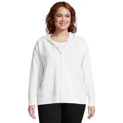 Plus Size Just My Size Zip-Up Fleece Jacket -Adidas shop 2659571 White