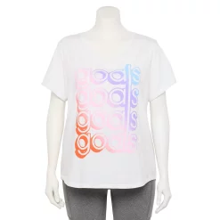 Plus Size Tek Gear® Essential Short Sleeve V-Neck Tee -Adidas shop 3112953 Cream Goals