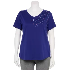 Plus Size Tek Gear® Essential Short Sleeve V-Neck Tee -Adidas shop 3112953 Navy Stars