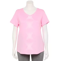 Plus Size Tek Gear® Essential Short Sleeve V-Neck Tee -Adidas shop 3112953 Rose Geometric