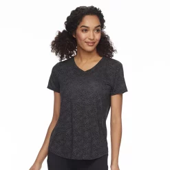 Petite Tek Gear® Moisture-Wicking V-Neck Tee -Adidas shop 3220626 Black