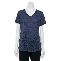 Petite Tek Gear® Moisture-Wicking V-Neck Tee -Adidas shop 3220626 Navy Burnout