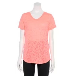 Petite Tek Gear® Moisture-Wicking V-Neck Tee -Adidas shop 3220626 Orange Burnout