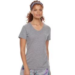 Petite Tek Gear® Moisture-Wicking V-Neck Tee -Adidas shop 3220626 Smokey Slate