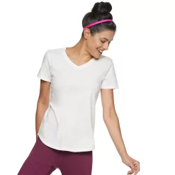 Petite Tek Gear® Moisture-Wicking V-Neck Tee -Adidas shop 3220626 White