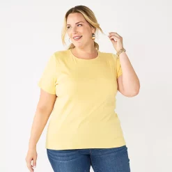 Plus Size Croft & Barrow® Essential Crewneck Tee -Adidas shop 3521568 Bitter Lemon