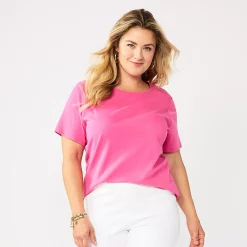 Plus Size Croft & Barrow® Essential Crewneck Tee -Adidas shop 3521568 Destiny Pink