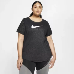 Plus Size Nike Dri-FIT Training Swoosh Logo Tee -Adidas shop 3794271 Black Heather