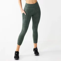 Women's Tek Gear® Essential High-Waisted Capri Leggings -Adidas shop 3977494 Olive Cheetah