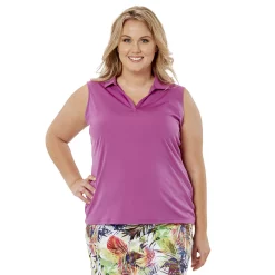 Plus Size Nancy Lopez Sleeveless Polo -Adidas shop 4016810 Iris