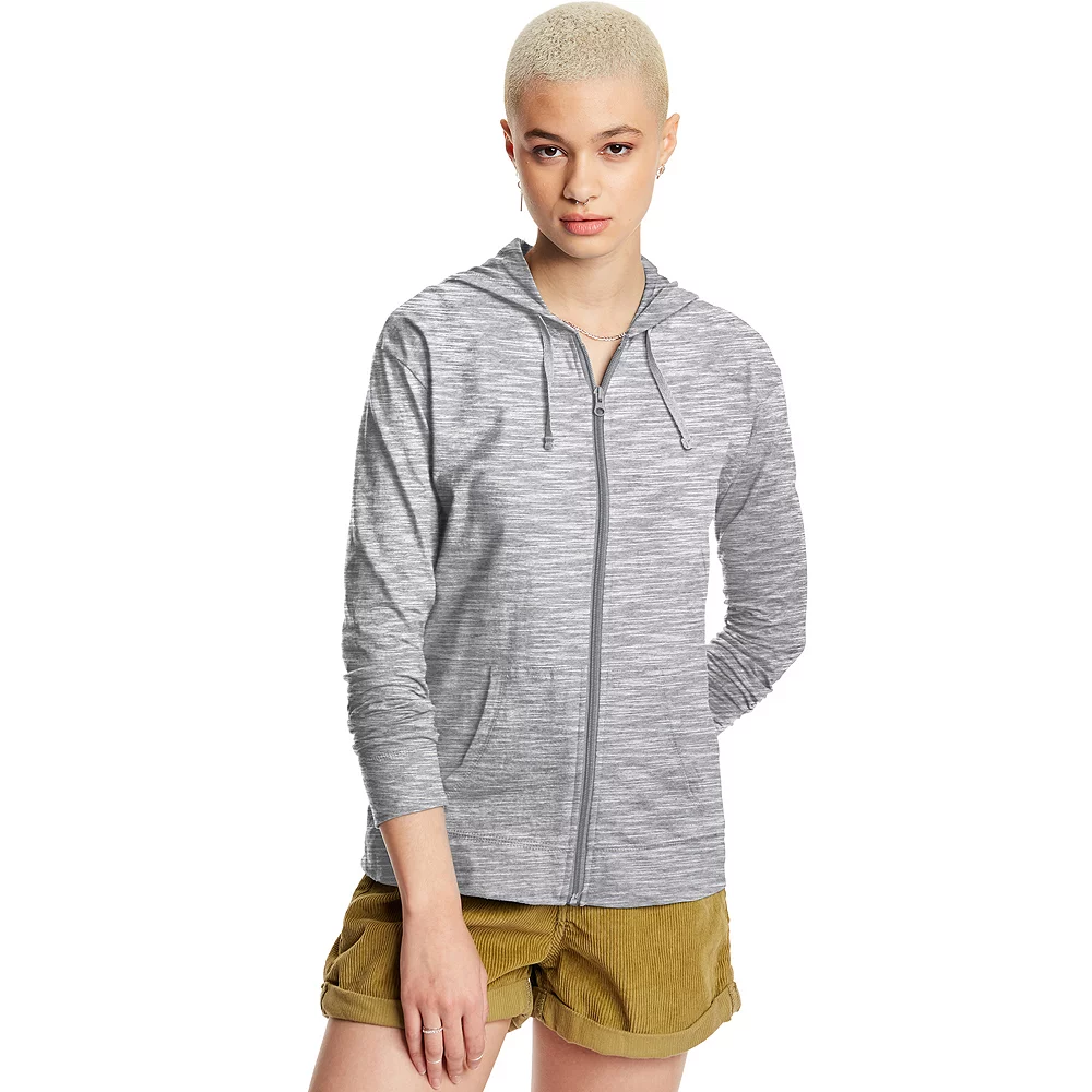 Women's Hanes® Slub Jersey Full Zip Hooded Sweatshirt 5 Women's Hanes® Slub Jersey Full Zip Hooded Sweatshirt - Image 3