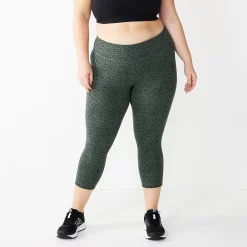 Plus Size Tek Gear® Essential High-Waisted Capri Leggings -Adidas shop 4215123 Olive Cheetah