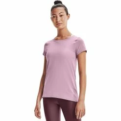 Women's Under Armour HeatGear® Crewneck Tee -Adidas shop 4246032 Mauve Pink Ash Plum