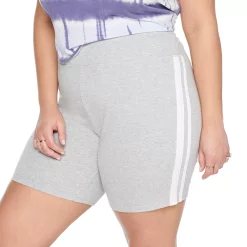 Juniors' Plus Size SO® Lounge High Waist Side Piece Bike Shorts -Adidas shop 4252693 Gray White