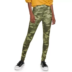 Juniors' SO® Sporty High Waisted Long Leggings -Adidas shop 4341243 Olive Camo