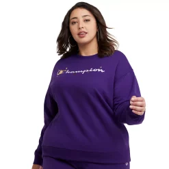 Plus Size Champion® Powerblend Graphic Fleece Sweatshirt -Adidas shop 4426790 Rich Purple