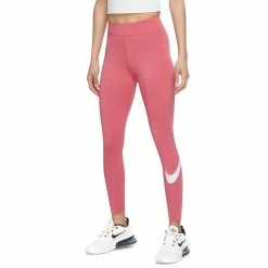 Women's Nike Sportswear Essential Swoosh Midrise Leggings -Adidas shop 4509115 Archaeo Pink White