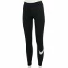 Women's Nike Sportswear Essential Swoosh Midrise Leggings -Adidas shop 4509115 Black White