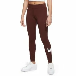 Women's Nike Sportswear Essential Swoosh Midrise Leggings -Adidas shop 4509115 Bronze Eclipse White