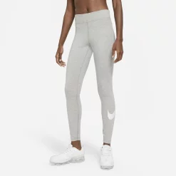Women's Nike Sportswear Essential Swoosh Midrise Leggings -Adidas shop 4509115 Gray Heather White