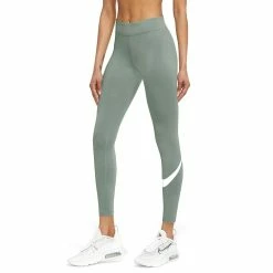 Women's Nike Sportswear Essential Swoosh Midrise Leggings -Adidas shop 4509115 Jade Smoke White