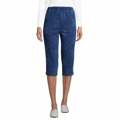 Petite Lands' End Sport High Waist Pull-On Capri Pants -Adidas shop 4529224 Indigo Patchwork