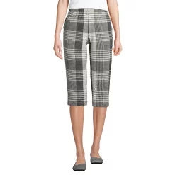 Petite Lands' End Sport High Waist Pull-On Capri Pants -Adidas shop 4529224 Ivory Black Plaid
