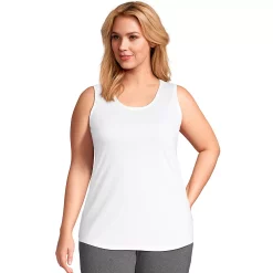 Plus Size Lands' End Scoopneck Tunic Tank -Adidas shop 4532958 White
