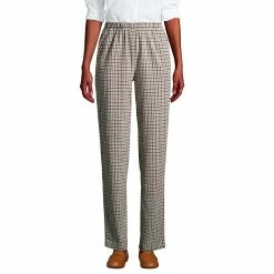 Women's Lands' End Sport High-Rise Jacquard Pull-On Pants -Adidas shop 4555527 Ivory District Check