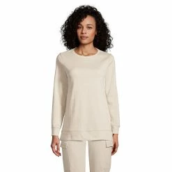 Women's Lands' End Sport Knit Sweatshirt Tunic -Adidas shop 4571799 Birch Herringbone