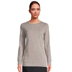 Women's Lands' End Sport Knit Sweatshirt Tunic -Adidas shop 4571799 Ivory District Check
