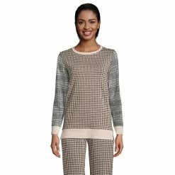 Women's Lands' End Sport Knit Sweatshirt Tunic -Adidas shop 4571799 Warm Birch Pattern