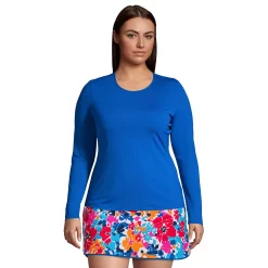 Plus Size Lands' End UPF 50 Long Sleeve Rash Guard -Adidas shop 4574834 Classic Cobalt