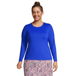 Plus Size Lands' End UPF 50 Long Sleeve Rash Guard -Adidas shop 4574834 Electric Blue