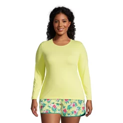 Plus Size Lands' End UPF 50 Long Sleeve Rash Guard -Adidas shop 4574834 Pineapple Bliss