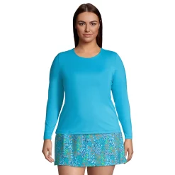 Plus Size Lands' End UPF 50 Long Sleeve Rash Guard -Adidas shop 4574834 Turquoise