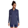 Petite Lands' End 1/4-Zip UPF 50 Rash Guard Cover-Up -Adidas shop 4574976 Deep Sea Polka Dot