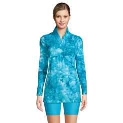Petite Lands' End 1/4-Zip UPF 50 Rash Guard Cover-Up -Adidas shop 4574976 Turquoise Teal Dye