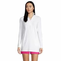 Petite Lands' End 1/4-Zip UPF 50 Rash Guard Cover-Up -Adidas shop 4574976 White