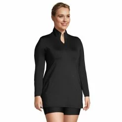 Plus Size Lands' End 1/4-Zip UPF 50 Rash Guard Cover-Up -Adidas shop 4574977 ALT2