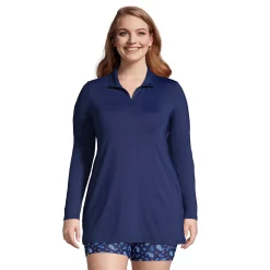 Plus Size Lands' End 1/4-Zip UPF 50 Rash Guard Cover-Up -Adidas shop 4574977 Deep Sea Navy