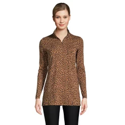 Women's Lands' End 1/4-Zip UPF 50 Rash Guard Cover-Up -Adidas shop 4574979 Black Leopard
