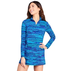 Women's Lands' End 1/4-Zip UPF 50 Rash Guard Cover-Up -Adidas shop 4574979 Deep Sea Ombre Ripples