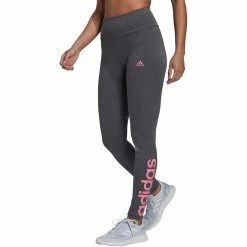 Women's adidas Essential Linear Logo High-Waisted Leggings 20 Women's adidas Essential Linear Logo High-Waisted Leggings -Adidas shop 4627388 Dark Gray Rose Tone