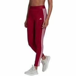 Women's adidas Essential 3-Stripe High-Waisted Leggings 14 Women's adidas Essential 3-Stripe High-Waisted Leggings -Adidas shop 4628536 Legacy Burgundy White