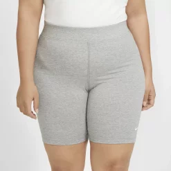 Plus Size Nike Sportswear Essential Midrise Bike Shorts -Adidas shop 4634402 Gray Heather White