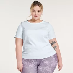 Plus Size FLX Balance Ribbed Crewneck Tee -Adidas shop 4656797 Cool Daisy