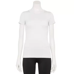 Women's FLX Balance Ribbed Crewneck Tee -Adidas shop 4657213 White